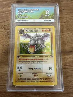 Aerodactyl 1/62 Ace 8 Holo 1st Edition Prerelease Fossil 1999 Pokemon Card WOTC - Image 1