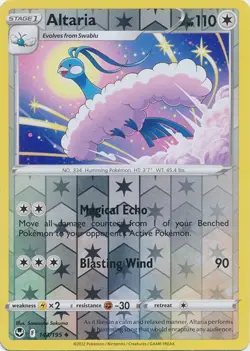 Altaria 143/195 Reverse Holo Silver Tempest Pokemon Card NM - Image 1