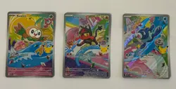 Pokemon First Partner Illustration Series 1 Alola Trio Popplio Litten Rowlet NM - Image 1
