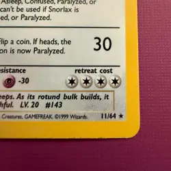 🔥 1999 Pokemon Snorlax Jungle Holo #11 WOTC Raw Excellent 🔥 - Image 5
