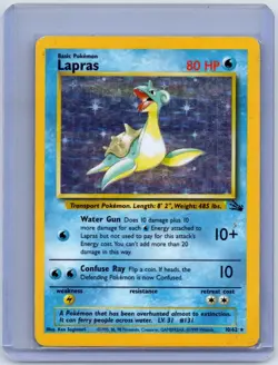 Lapras 10/62 Holo Rare Fossil Pokemon Unlimited Holo Heavily Played - Image 1