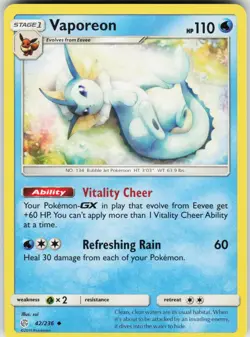 VAPOREON 42/236 UC NEAR MINT - Image 1