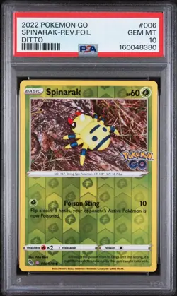 Spinarak (Peelable Ditto) 006/078 Pokemon GO Reverse Holo PSA 10 - Image 1