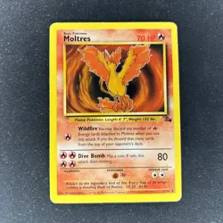 Pokemon TCG Moltres Fossil Rare 27/62 1999 Fire Basic Non-Holo - MP - Image 1