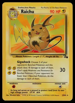 Raichu 29/62 Rare Fossil Pokemon Unlimited Lightly Played - Image 1