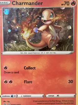 2021 Pokemon # 092 Charmander Holo PSA 8 Battle Styles Blister Promo SWIRL - Image 3