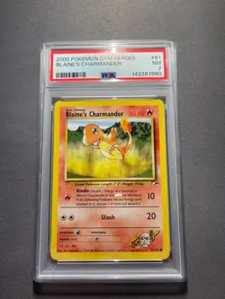 Pokemon TCG - Blaine's Charmander - Gym Heroes Unlimited - 61/132 - PSA 7 - Image 1