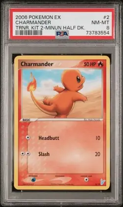 2006 POKEMON EX TRAINER KIT 2 MINUN HALF DECK #2 CHARMANDER PSA 8 NEAR MINT MINT - Image 1