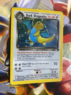 Pokemon Dark Dragonite 5/82 Holo Rare Team Rocket Unlimited Vintage DMG Swirl - Image 1