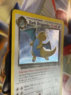 Pokemon Dark Dragonite 5/82 Holo Rare Team Rocket Unlimited Vintage DMG Swirl - Image 2