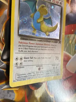 Pokemon Dark Dragonite 5/82 Holo Rare Team Rocket Unlimited Vintage DMG Swirl - Image 3