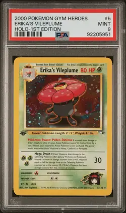 2000 POKEMON GYM HEROES HOLO-1ST EDITION #5 ERIKA'S VILEPLUME PSA 9 - Image 1