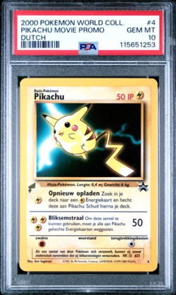 2000 Pokemon PSA 10 Pikachu World Dutch Pikachu Movie Promo Card - Image 1