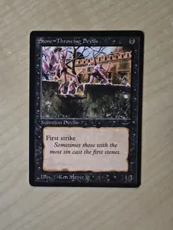 MTG Stone-- Throwing Devils Arabian Nights LP+/NM- Magic the Gathering - Image 1
