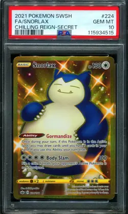 PSA 10 Snorlax 224/198 Chilling Reign Secret Rare Pokemon Card - Image 1