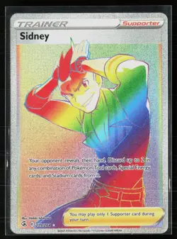 Sidney 279/264 Rainbow Rare Secret Trainer Fusion Strike Pokemon LP - Image 1