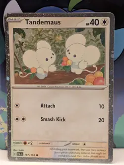 Pokemon TCG Paldea Evolved Pawmo, Pawmi, & Tandemaus Cosmos Holo Promo Set - Image 2