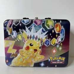 Pokemon TCG Terastal Pikachu Collectors Tin Empty Storage Tin Genuine - Image 1