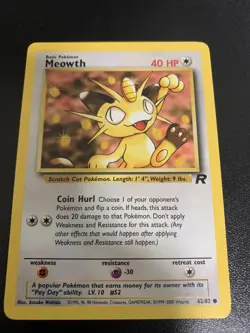 Pokemon Card Team Rocket - Meowth 62/82 - Near Mint Wotc 1999 - Image 1