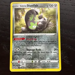 Galarian Stunfisk 132/202 Pokemon SWSH Base Set Reverse Holo Uncommon Card NM - Image 1