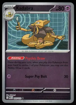Kadabra 055/132 Uncommon Mega Evolution Pokemon Reverse Holo Near Mint - Image 1