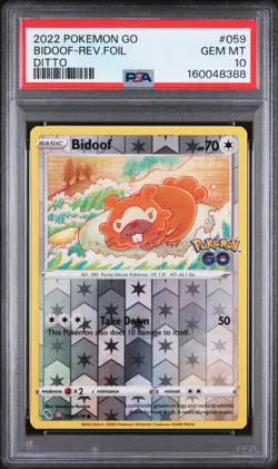 2022 POKEMON GO #059 BIDOOF-REVERSE FOIL DITTO PSA 10 - Image 1