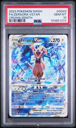 2023 PSA 10 Pokemon Crown Zenith Zeraora VSTAR Full Art GG43/GG70 Card Gem Mint - Image 1