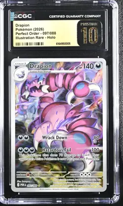 2026 Pokemon EN Drapion Illustration Rare Perfect Order #097 CGC 10 PRISTINE - Image 1