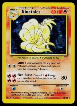 Pokemon Card - Ninetales Base Set Unlimited 12/102 Holo Rare - Image 1