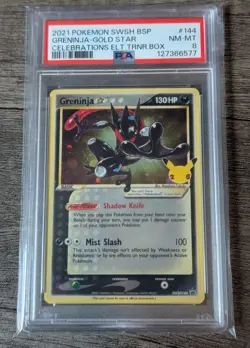 2021 Pokemon Celebrations Greninja Gold Star Promo SWSH144 PSA 8 SWIRL! 🌟🌀 - Image 1