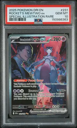2025 POKEMON DRI EN-DESTINED RIVALS #231 TEAM ROCKET'S MEWTWO EX PSA 10 - Image 1