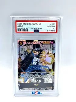 One piece card Sabo Alternate Art Manga OP04-083 Kingdoms of Intrigue PSA 10 - Image 1