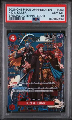 One Piece CCG Kid & Killer EB01-003 Alt Art Foil EN 2026 PSA 10 - Image 1