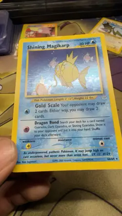 Pokemon TCG Shining Magikarp Double Holo Card Neo Revelation 66/64 SWIRL MP/HP - Image 4