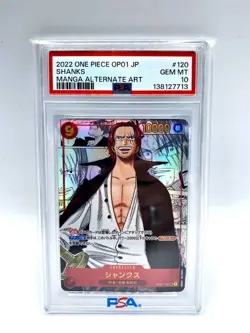 PSA 10 Shanks OP01-120 SEC Parallel Manga Alt Art ONE PIECE Card game Japanese - Image 1
