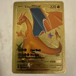 Pokemon Charizard V 220hp Gold Foil Fan Art Collector Card TCG - Image 1