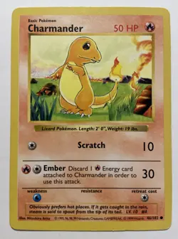 Charmander 46/102 Shadowless Base Set Pokemon Vintage - Image 1