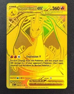 Pokemon Mega Charizard Y-EX (Gold Secret Rare) Fan Art Carta da Collezione - Image 1