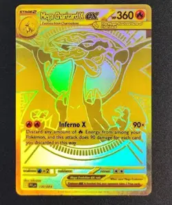 Pokemon Mega Charizard X ex (Gold Secret Rare) Fan Art Carta da Collezione - Image 1