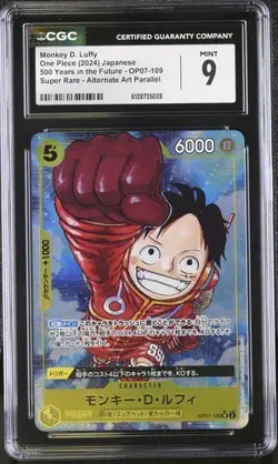 CGC 9 ONE PIECE Monkey D. Luffy OP07-109 SR Alt Art 500 Years Future - Image 1