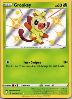 Grookey SV004/SV122 Shiny Rare Shining Fates Shiny Vault Pokemon Holo Near Mint - Image 1