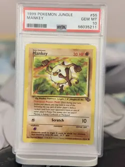 Pokemon Mankey 1st Edition Jungle 55/64 PSA 10 Gem Mint 1999 Vintage WOTC - Image 1