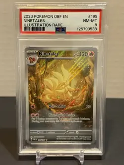 Pokemon TCG Ninetails Card 199-197 IR Obsidian Flames PSA 8 - Image 1