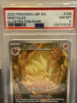 Pokemon TCG Ninetails Card 199-197 IR Obsidian Flames PSA 8 - Image 2