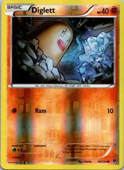 Diglett 36/124 Common Fates Collide Pokemon Reverse Holo Near Mint - Image 1