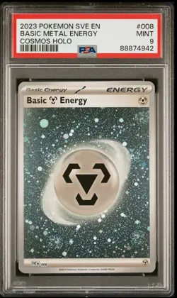 PSA MINT 9 - 5 SWIRL - 2023 POKEMON SVE EN 008 BASIC METAL ENERGY COSMOS HOLO - Image 2