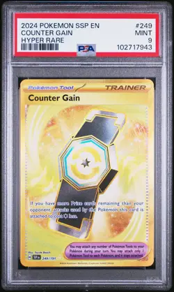 PSA MINT 9 2024 POKEMON SSP EN-SURGING SPARKS 249 COUNTER GAIN HYPER RARE - Image 1