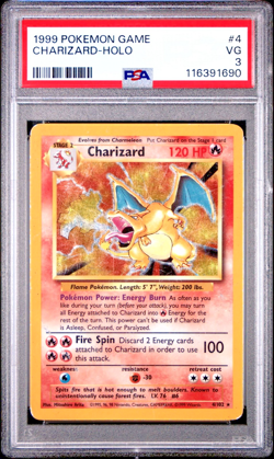 PSA 3 1999 Base Set Charizard 4/102 Holo Foil Pokemon WOTC Unlimited - Image 1