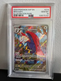 💎 PSA 10 GEM MINT 2024 POKEMON SSP EN-SURGING SPARKS 214 BRAVIARY ILLUSTRATION - Image 1