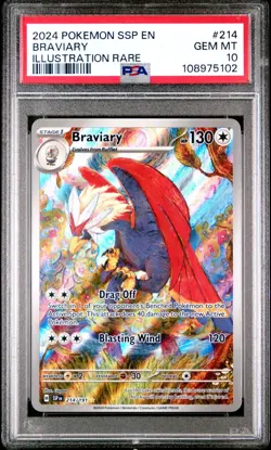 💎 PSA 10 GEM MINT 2024 POKEMON SSP EN-SURGING SPARKS 214 BRAVIARY ILLUSTRATION - Image 2
